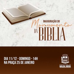 Monumento da Bíblia será inaugurado em Balsa Nova